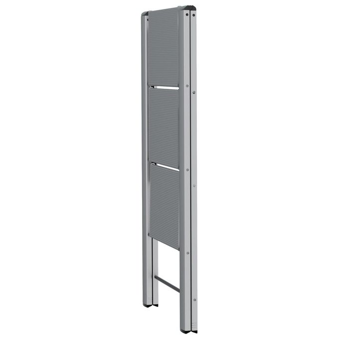 Colombo Sgabello Scala Leonardo 3 Gradini in Alluminio Anodizzato Ultrasottile e Ultrapiatto Silver Portata Max 150kg EN14183 Made in Italy
