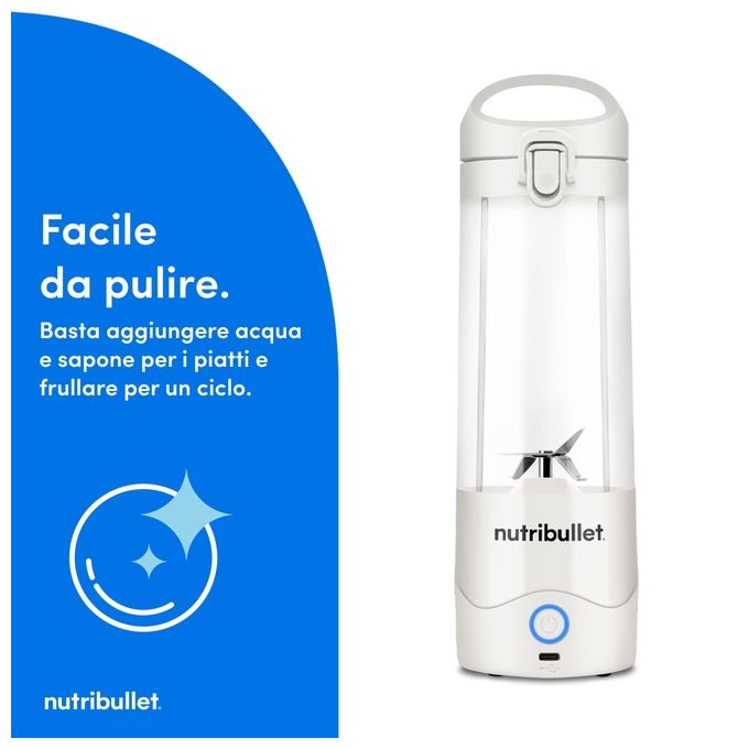 Nutribullet NBP003W Frullatore Portatile Tritatutto 475 ml Caricatore USB-C Bianco