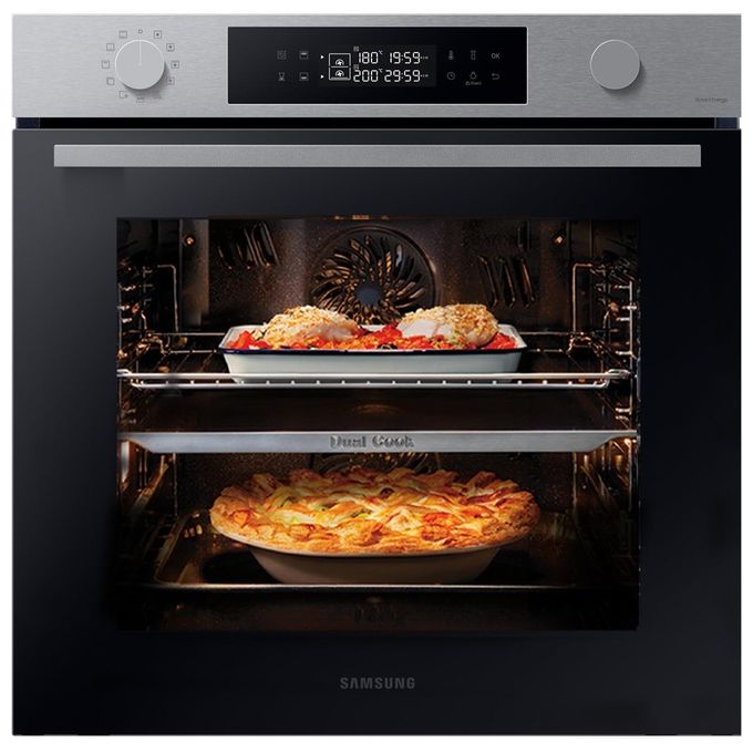 Samsung NV7B44403BS Forno Elettrico Multifunzione da incasso a Vapore Dual Cook Capacita' 76 Litri Classe Energetica A 40 Programmi Wi-Fi Nero-Acciaio Inossidabile
