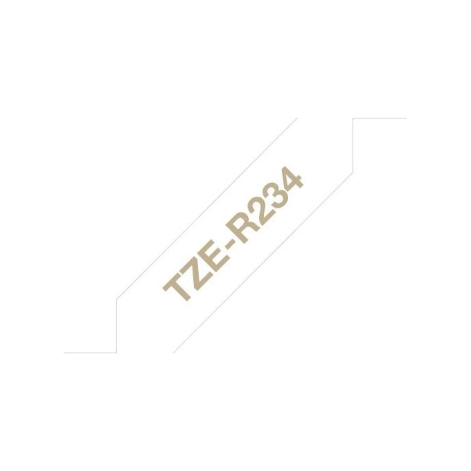 Brother TZE-R234 Nastro per Etichettatrice Oro su Bianco