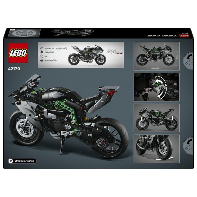 LEGO Technic 42170 Motocicletta Kawasaki Ninja H2R, Giochi per Bambini 10+, Modellino di Moto Giocattolo in Scala da Costruire