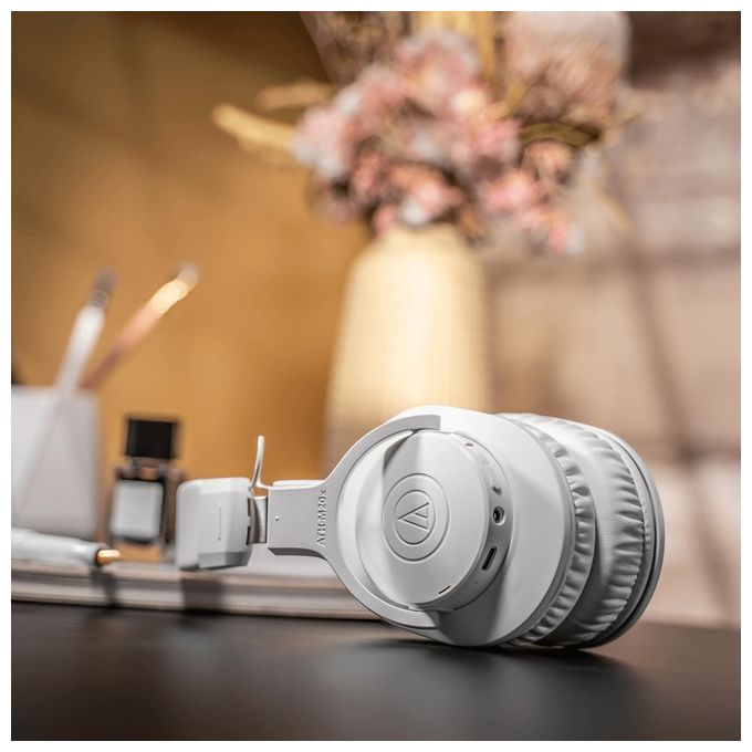 Audio-Technica ATH-M20xBT Cuffia Wireless Entry Professionale con Microfono Incorporato Bianco