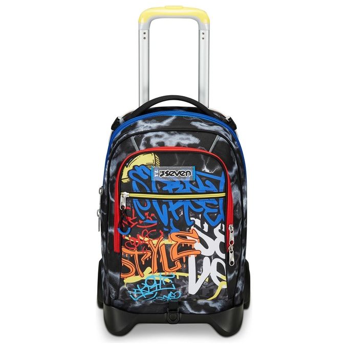 Seven Trolley Scuola Jack 2 Ruote Nero Giallo Mark On Boy