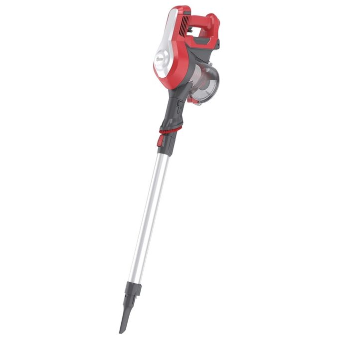 Hoover HF122RH 011 H-Free 100 – Scopa elettrica senza filo e senza sacco, capacita' 0,9 L, autonomia fino a 40 minuti, 2 velocita', sistema ciclonico, accessori inclusi, colore Argento-Rosso