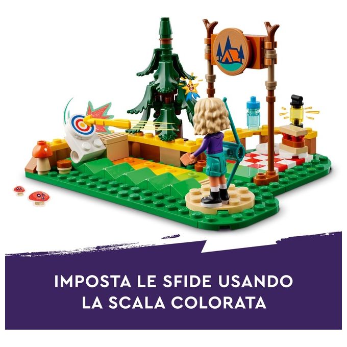 LEGO Friends Tiro con l'Arco al Campo Avventure Giochi Sportivi per Bambine e Bambini da 6 Anni in su con Arco e Frecce Giocattolo 2 Mini Bamboline e un Procione Idee Regalo di Compleanno 42622