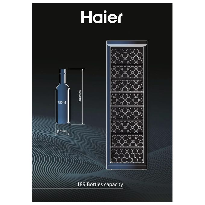 Haier Wine Bank 60 Serie 5 WS190GA Cantinetta vino con compressore Libera installazione Nero 189 bottiglie