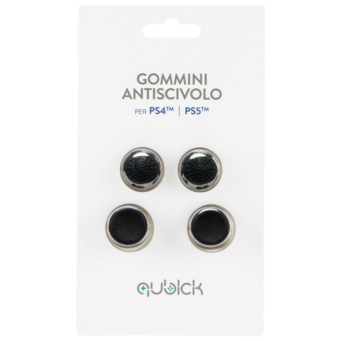 Qubick ACMU0063 Gommini Antiscivolo Tappo per Selettore Controller PS4 PS5 Silicone 4 pz colore Nero