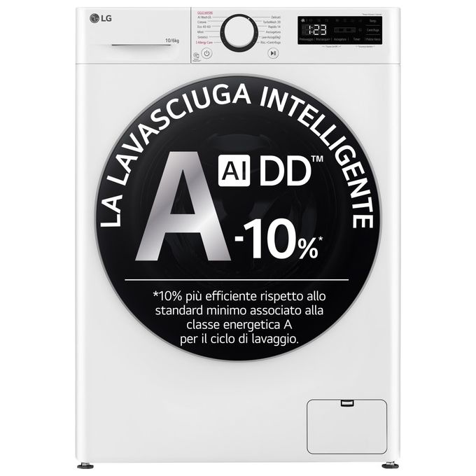[ComeNuovo] LG AI DD D4R5010TSWS Lavasciuga 10Kg-6Kg Serie R5 Classe Energetica D