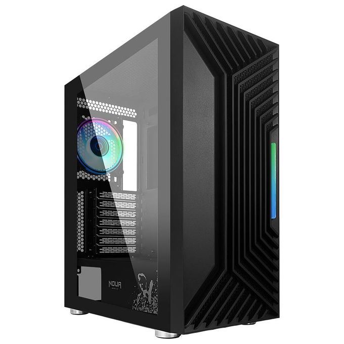 Noua Ne-o F18 Nero Caso ATX per PC Gaming con Supporto E-ATX Ventola PWM ARGB e Pannello Laterale in Vetro Temperato