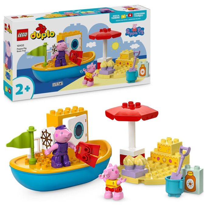 LEGO DUPLO Viaggio in Barca di Peppa Pig Giochi Educativi per Bambine e Bambini da 2 Anni Giocattolo per l'Apprendimento Prescolare da Costruire con 2 Personaggi Idea Regalo 10432