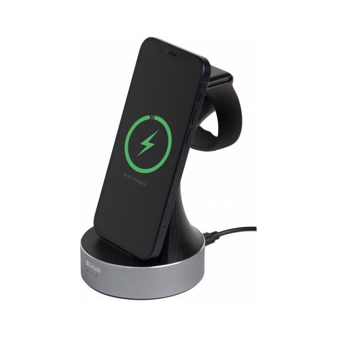 Verbatim WCS-02 Caricatore in Alluminio 2-in-1 Qi WirelessApple Watch
