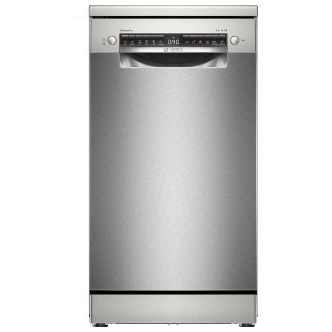 Bosch SPS4EMI24E Serie 4 - Lavastoviglie slim a libera installazione 10 coperti, Classe C, Home Connect, EfficientDry, AquaStop, (84,5x45x60 cm), Inox
