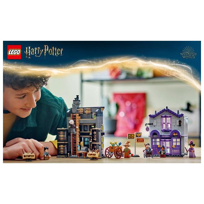 LEGO Harry Potter Olivander e Madama McClan: Abiti per Tutte le Occasioni 2 Modelli di Negozi Giocattolo da Costruire con 6 Minifigure Giochi Creativi per Bambini da 8 Anni da Collezione 76439