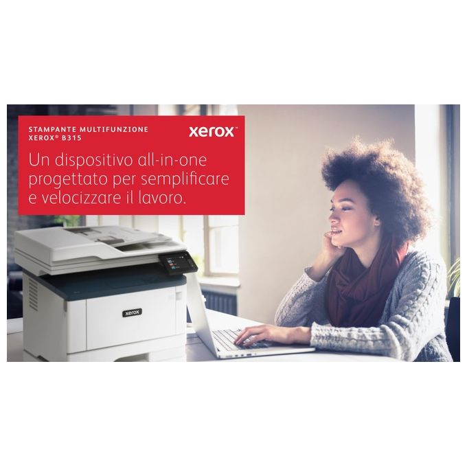 Xerox Stampante B315 Multifunzione Laser A4 B-N Copia, Stampa, Scansione, Fax, 40ppm, Wi-Fi, Stampa Fronte-Retro