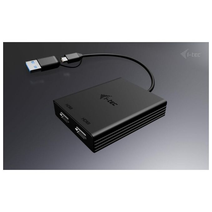 I-Tec USB-A-USB-C Dual 4K-60 Hz HDMI Video Adapter
