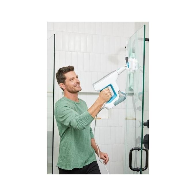 Black+Decker BHSM15FX08 – Pulitore a vapore 2 in 1, capacita' serbatoio 0.5 L, Potenza 1500 W, Pressione vapore elevata, Autonomia fino a 20 min, Kit estensione incluso, Colore Bianco-Arancio