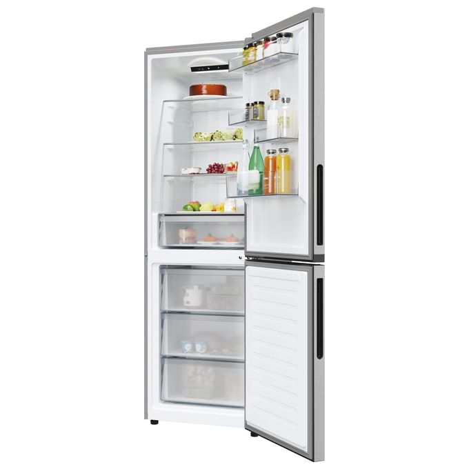 Candy Fresco CNCQ2T618EX - Frigorifero Combinato Libera Installazione 355 L, Classe Energetica E, Total No Frost e Ripiani in Vetro Temperato, Acciaio Inox
