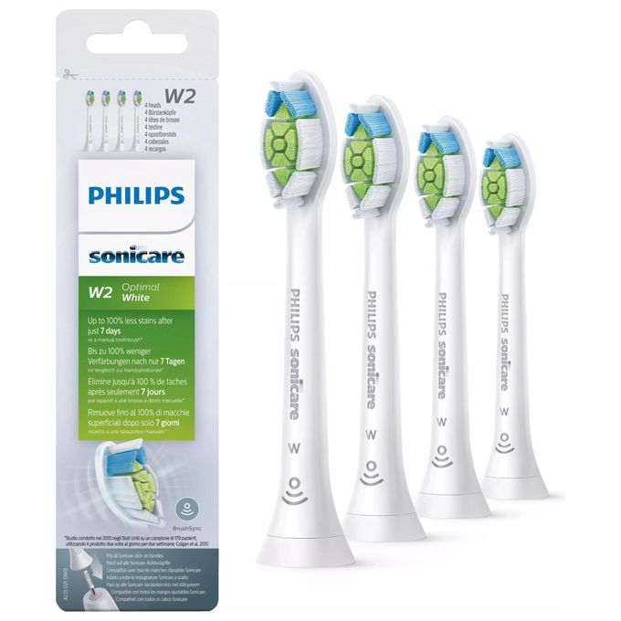 Philips HX6064-10 Sonicare W Optimal White Testine Standard di Ricambio 4 pz