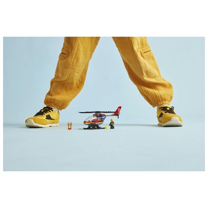 LEGO City 60411 Elicottero dei Pompieri, Veicolo Giocattolo con 2 Elementi Lancia-Acqua e Minifigure, Giochi per Bambini 5+