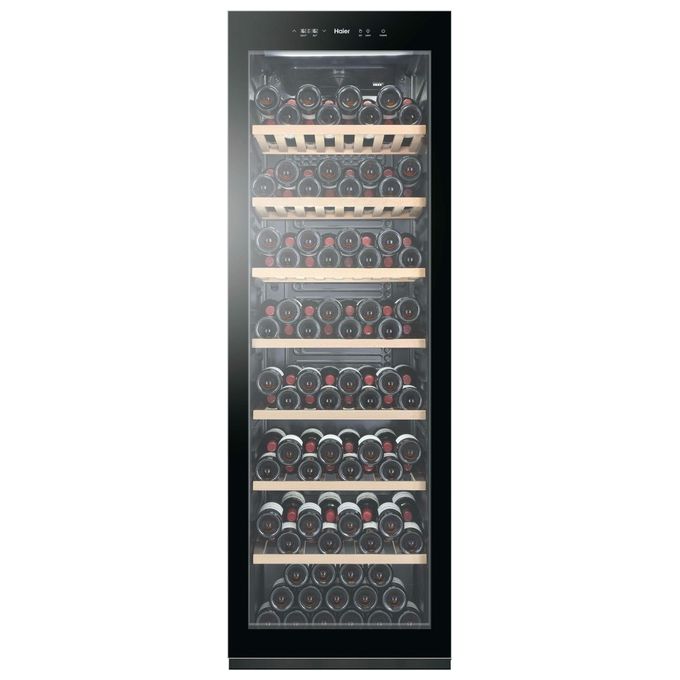 Haier HWS188GAE Wine cellar Cantinetta Vino 188 Bottiglie Classe G - Ripiani in Legno Temperatura 5 - 20 °C Vetro Anti UV colore Nero