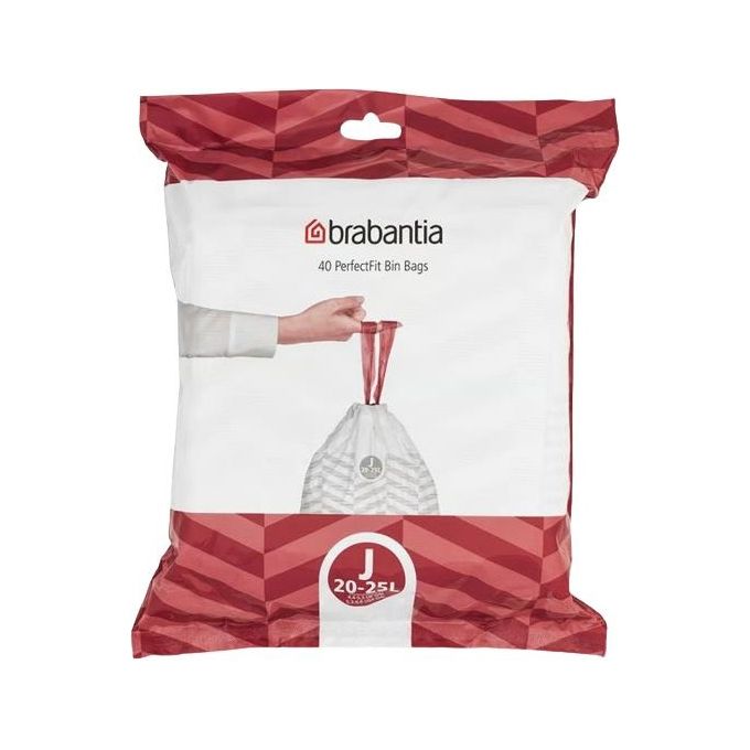 Brabantia 115608 PerfectFit Sacchi Immondizia Codice J 23 L 40 pz Plastica Riciclata colore Bianco