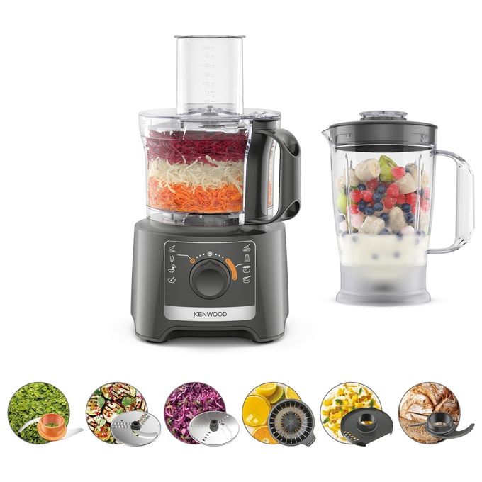 Kenwood FDP31.360GY MultiPro Compact Robot da Cucina 800W 2,1 Litri Frullatore 1,2 Litri Grigio