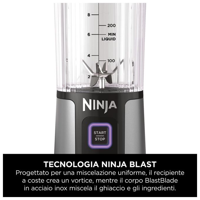Ninja, Frullatore Portatile Blast, 0.53L, Blu Denim, Ricaricabile USB - C - Yeppon