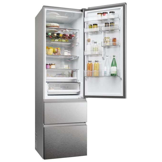 Haier HTW5620DNMG Frigorifero combinato 3D 60 Serie 5 Libera installazione 414 litri 3 porte No Frost Luce Led Classe D Silver