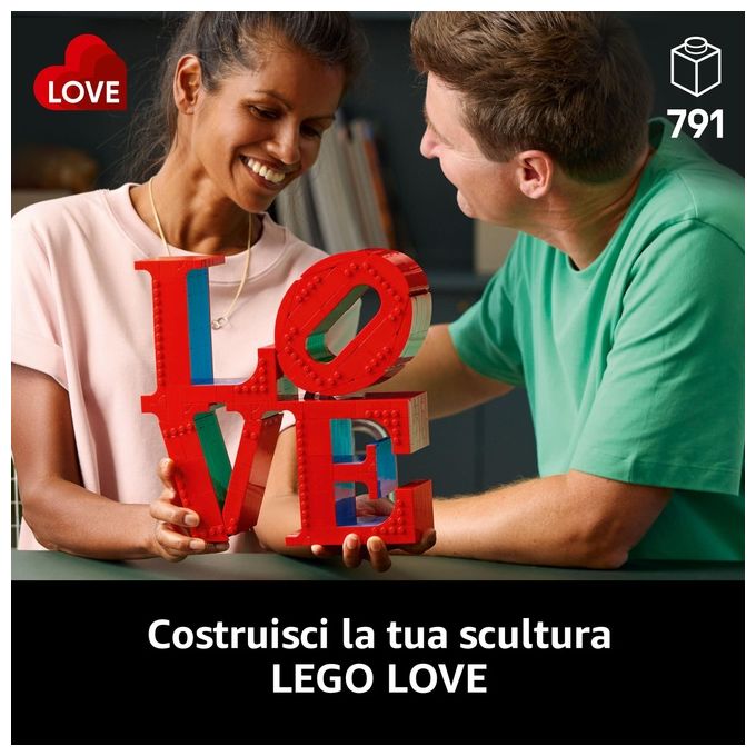 LEGO Art LOVE, Modellino da Costruire Iconica Scultura Pop di Robert Indiana, Hobby Creativo per Adulti, KIT_ Modellismo da Collezione, Idea Regalo Donna, Uomo, Fidanzamento e Anniversario 31214