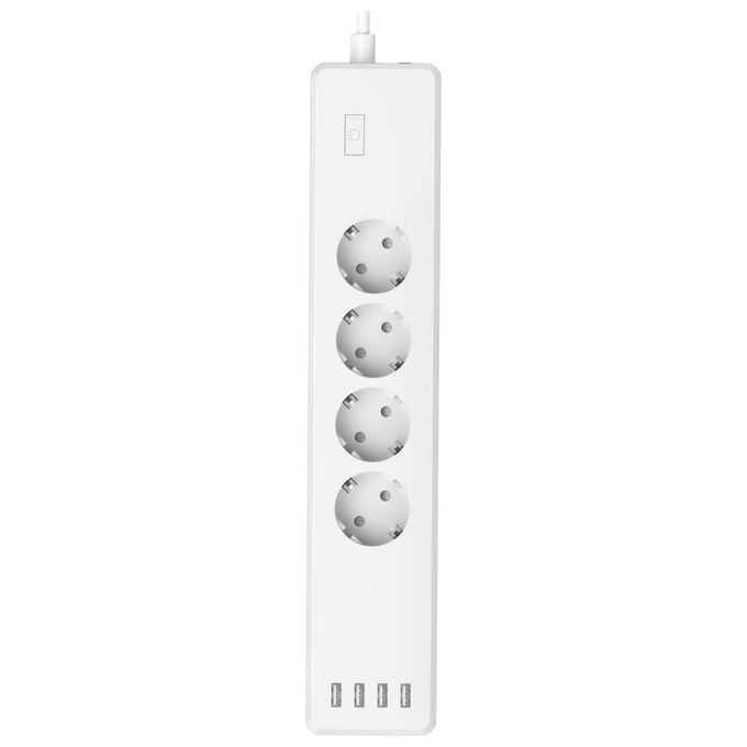 Hama 00176574 Prolunga Intelligente WiFi con 4 Prese e 4 USB Lunghezza Cavo 1 m Interruttore On Off Protezione Sovraccarico colore Bianco