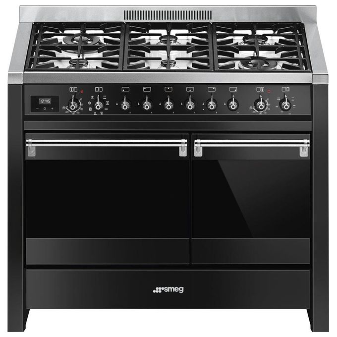Smeg A2BL-81 Estetica Classica Cucina a Gas con 2 Forni Elettrici 6 Fuochi Classe energetica A 100x60 cm Nero