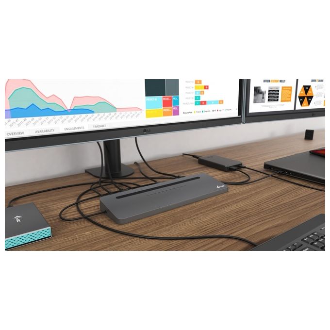 I-Tec C31FLATDOCKPDPRO Metal Usb-C Ergonomic 4K 3x Display Docking Station con Power Delivery 85W
