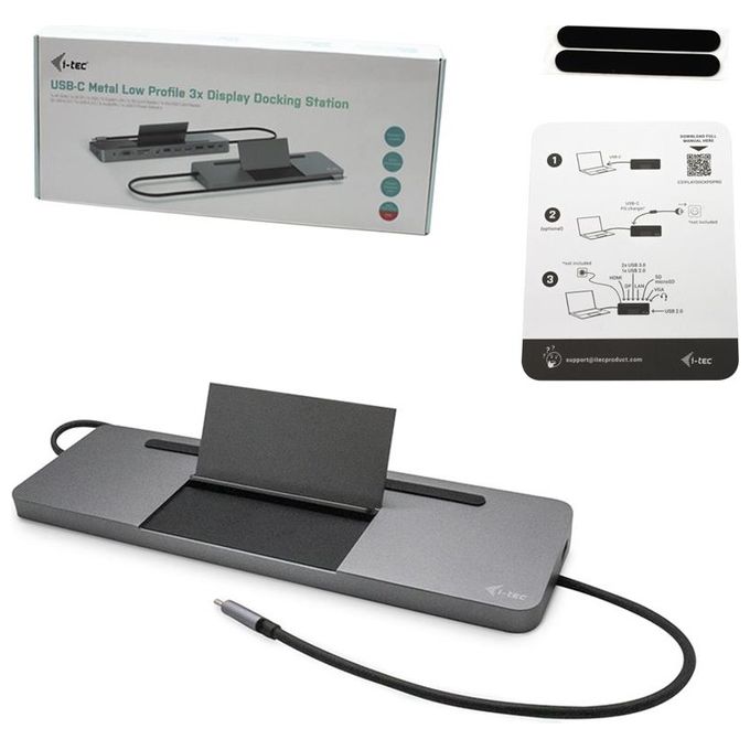 I-Tec C31FLATDOCKPDPRO Metal Usb-C Ergonomic 4K 3x Display Docking Station con Power Delivery 85W