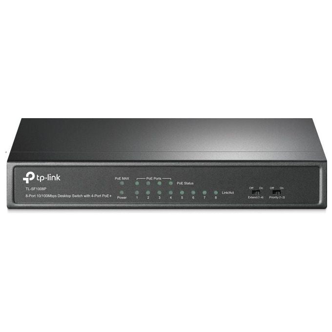 TP-Link TL-SF1008P Switch 8 Porte 10-100 Mbps con 4 Porte PoE IEEE 802.3af Budget 57 W colore Nero