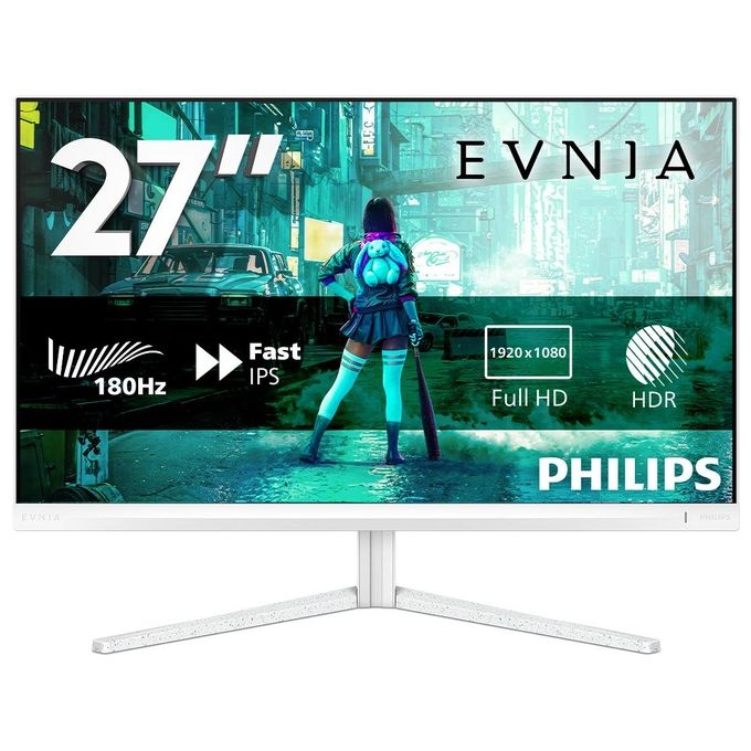 Philips Evnia 27M2N3201A Monitor da gioco Full HD da 27 pollici 180 Hz 05 ms FreeSync Prem. G-Sync Comp. HDR10 (1920x1080 2x HDMI DisplayPort) bianco