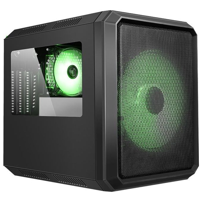 ITek QBO 8 EVO Nero Micro ATX, USB3, 200+120mm ARGB Fan, Card Reader, 3X Trasp Window