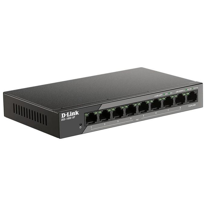 D-Link DSS-100E-9P Switch di Rete Non Gestito Fast Ethernet 10-100 Supporto Power over Ethernet Nero