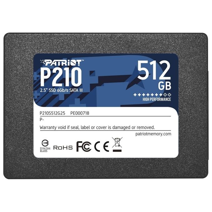 Patriot P210 SSD 512Gb SATA III Solid State Drive 2,5'' Interno