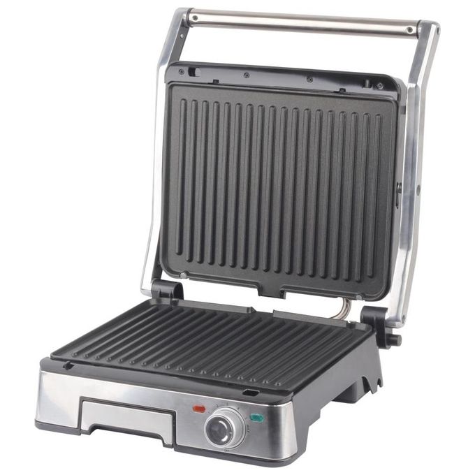 Ardes AR1S40 Bistecchiera Piastre Rigate Antiaderenti Removibili 1800 W Apertura 180° Termostato Regolabile colore Nero Acciaio inox