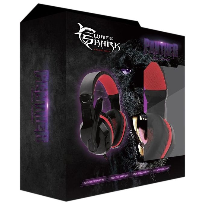 White Shark Cuffia Ghs1641 Panther Nera Rossa