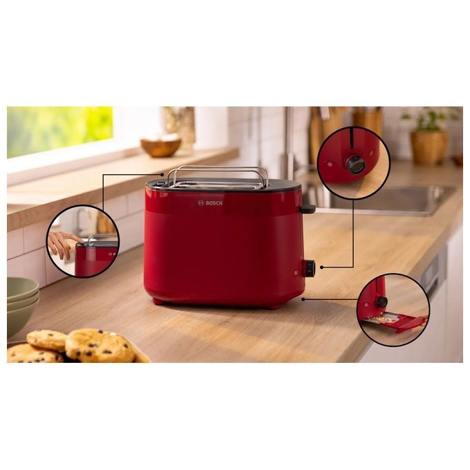 Bosch TAT2M124 Tostapane 6 2 Fette 950W Rosso