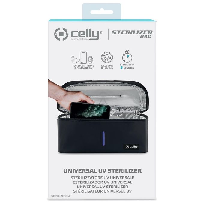 Celly Sterilizerbag Sterilizzatore a Raggi Ultravioletti Nero Uv-C