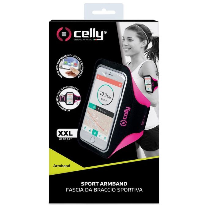Celly Arm Band Fascia da Braccio per Smartphone 6.5'' Rosa