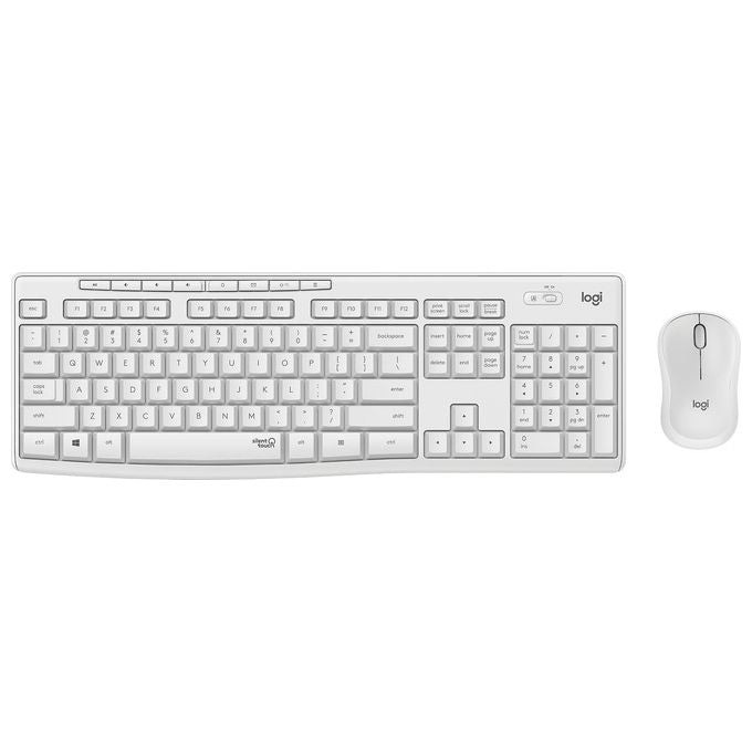 Logitech MK295 Kit Mouse e Tastiera Silent Wireless Combo Tastiera Rf Wireless Qwerty Italiano Bianco