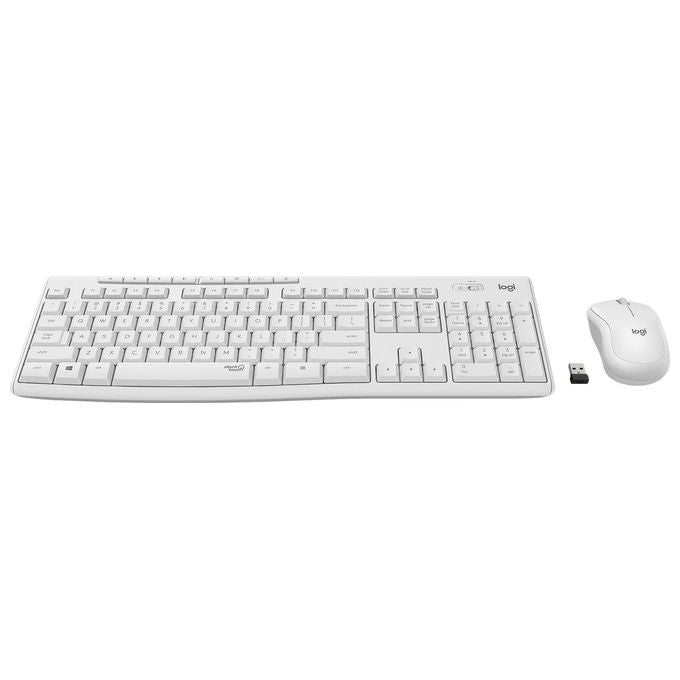 Logitech MK295 Silent Set Mouse e Tastiera senza Fili 2.4 GHz Spagnola Bianco Spento