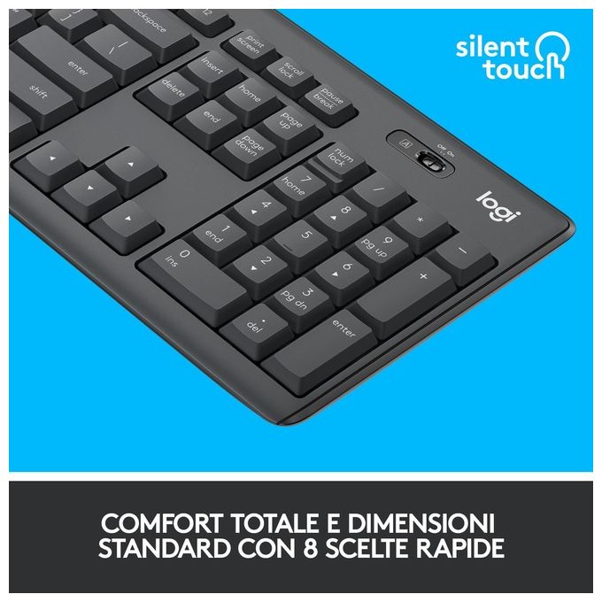 Logitech MK295 Kit Mouse e Tastiera Wireless con Tecnologia SilentTouch e Layout Italiano QWERTY