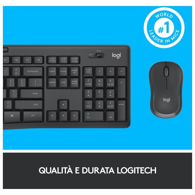 Logitech MK295 Kit Mouse e Tastiera Wireless con Tecnologia SilentTouch e Layout Italiano QWERTY