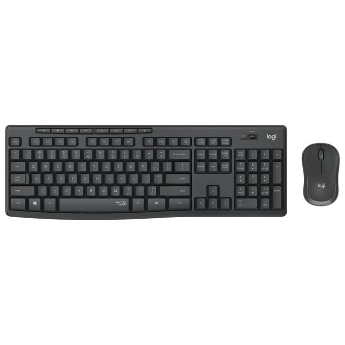 Logitech MK295 Silent Set Mouse e Tastiera senza Fili 2.4 GHz QWERTY Inglese Grafite