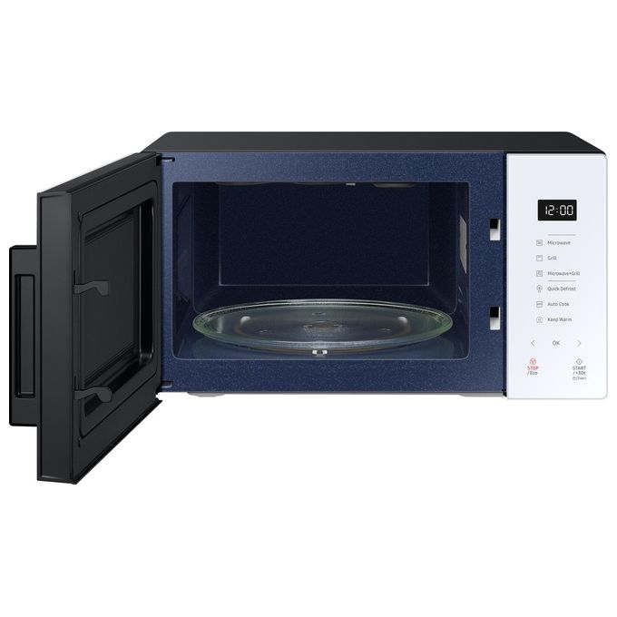 Samsung MG23T5018AW-ET Forno a Microonde con Grill Glass Design Capacita'23 Litri Potenza 800W Home Dessert Quick Defrost Cottura Automatica  Modalita' ECONeve