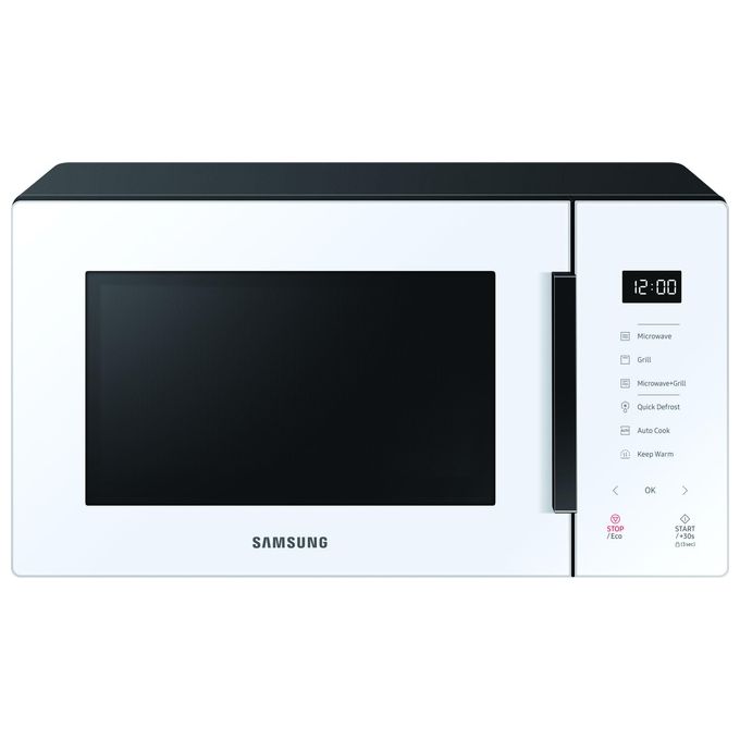 Samsung MG23T5018AW-ET Forno a Microonde con Grill Glass Design Capacita'23 Litri Potenza 800W Home Dessert Quick Defrost Cottura Automatica  Modalita' ECONeve